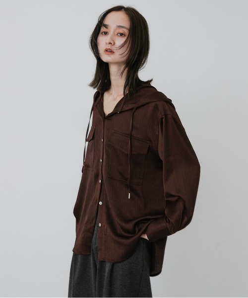 SENSE OF PLACE by URBAN RESEARCH(センスオブプレイスバイアーバンリサーチ)の「サテンフーディシャツ(シャツ/ブラウス・レディース・ブラウン/ピンク/ライトベージュ・ONE)」の19枚目の写真