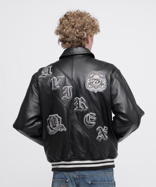 AVIREX（アヴィレックス）の「VARSITY LEATHER JACKET "SELECTED AUTHORITY" / バーシティ レザー ジャケット / AVIREX / アヴィレックス（その他アウター・メンズ・ブラック・L/M/2XL/XL）」の3枚目の写真