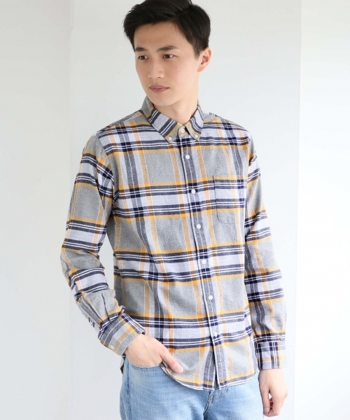 GLOBAL WORK(グローバルワーク)の「ソフトフランネルシャツ/719668(シャツ/ブラウス・メンズ・ブルー系その他/ネイビー/ダークブルー/ライトパープル/カーキ/ホワイト/レッド/グレー/ブルー/グリーン/グレー系その他/ダークブラウン/その他/グリーン系その他・X-LARGE/MEDIUM/SMALL/LARGE)」の4枚目の写真