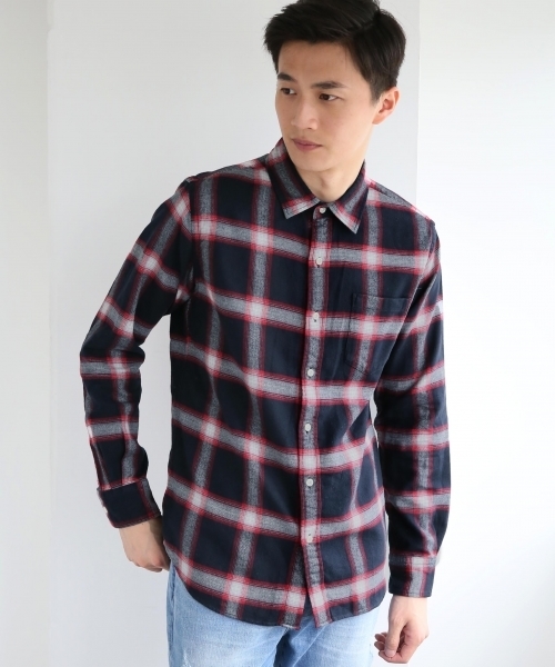 GLOBAL WORK(グローバルワーク)の「ソフトフランネルシャツ/719668(シャツ/ブラウス・メンズ・ブルー系その他/ネイビー/ダークブルー/ライトパープル/カーキ/ホワイト/レッド/グレー/ブルー/グリーン/グレー系その他/ダークブラウン/その他/グリーン系その他・X-LARGE/MEDIUM/SMALL/LARGE)」の1枚目の写真