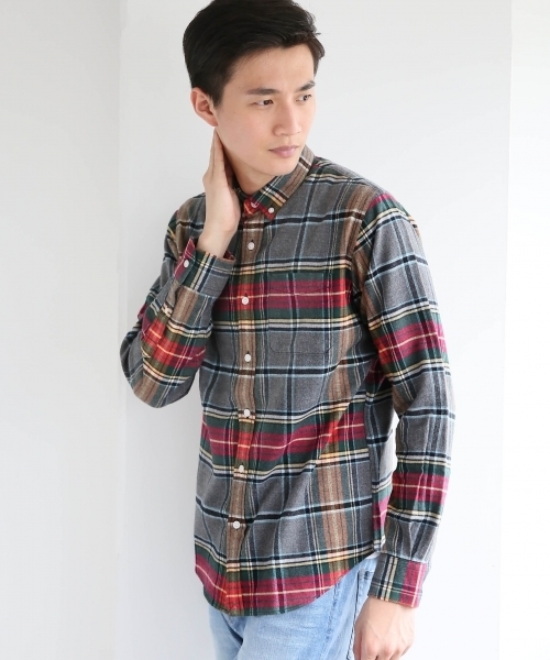 GLOBAL WORK(グローバルワーク)の「ソフトフランネルシャツ/719668(シャツ/ブラウス・メンズ・ブルー系その他/ネイビー/ダークブルー/ライトパープル/カーキ/ホワイト/レッド/グレー/ブルー/グリーン/グレー系その他/ダークブラウン/その他/グリーン系その他・X-LARGE/MEDIUM/SMALL/LARGE)」の3枚目の写真
