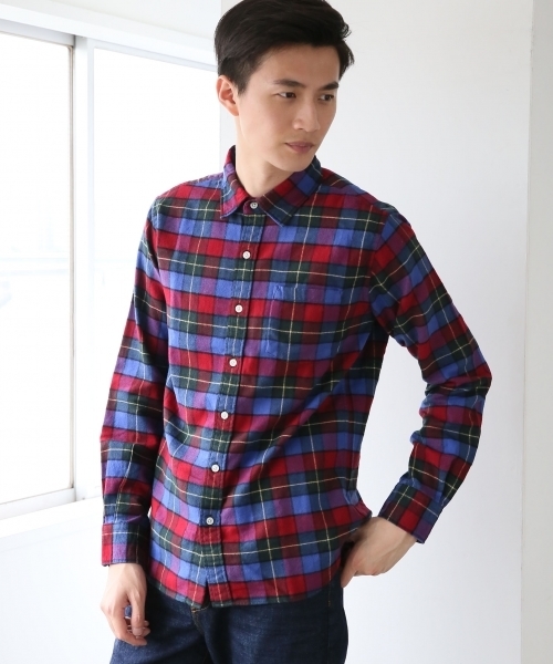 GLOBAL WORK(グローバルワーク)の「ソフトフランネルシャツ/719668(シャツ/ブラウス・メンズ・ブルー系その他/ネイビー/ダークブルー/ライトパープル/カーキ/ホワイト/レッド/グレー/ブルー/グリーン/グレー系その他/ダークブラウン/その他/グリーン系その他・X-LARGE/MEDIUM/SMALL/LARGE)」の13枚目の写真