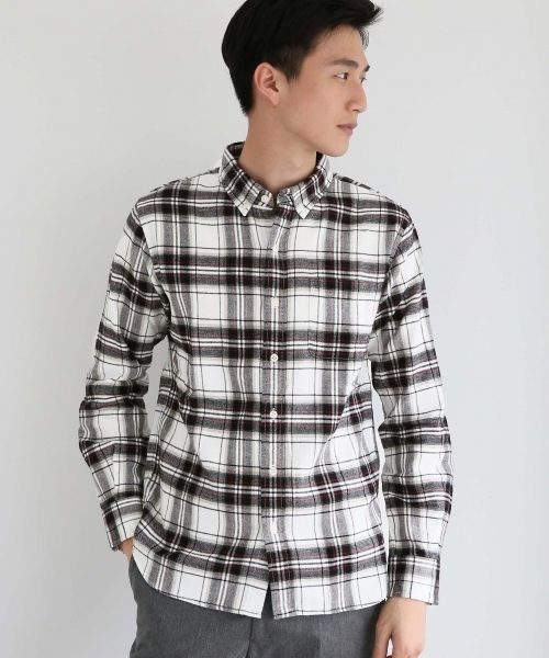 GLOBAL WORK(グローバルワーク)の「ソフトフランネルシャツ/719668(シャツ/ブラウス・メンズ・ブルー系その他/ネイビー/ダークブルー/ライトパープル/カーキ/ホワイト/レッド/グレー/ブルー/グリーン/グレー系その他/ダークブラウン/その他/グリーン系その他・X-LARGE/MEDIUM/SMALL/LARGE)」の2枚目の写真