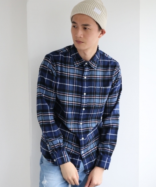 GLOBAL WORK(グローバルワーク)の「ソフトフランネルシャツ/719668(シャツ/ブラウス・メンズ・ブルー系その他/ネイビー/ダークブルー/ライトパープル/カーキ/ホワイト/レッド/グレー/ブルー/グリーン/グレー系その他/ダークブラウン/その他/グリーン系その他・X-LARGE/MEDIUM/SMALL/LARGE)」の9枚目の写真