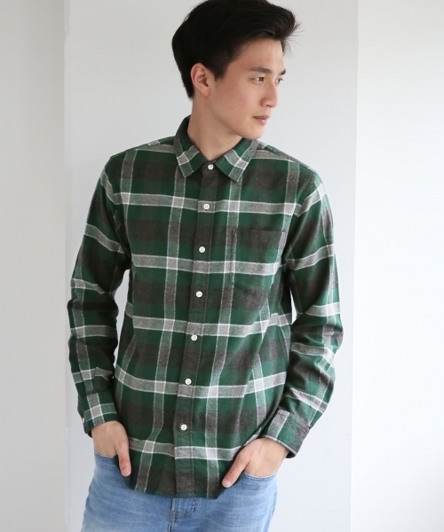 GLOBAL WORK(グローバルワーク)の「ソフトフランネルシャツ/719668(シャツ/ブラウス・メンズ・ブルー系その他/ネイビー/ダークブルー/ライトパープル/カーキ/ホワイト/レッド/グレー/ブルー/グリーン/グレー系その他/ダークブラウン/その他/グリーン系その他・X-LARGE/MEDIUM/SMALL/LARGE)」の7枚目の写真