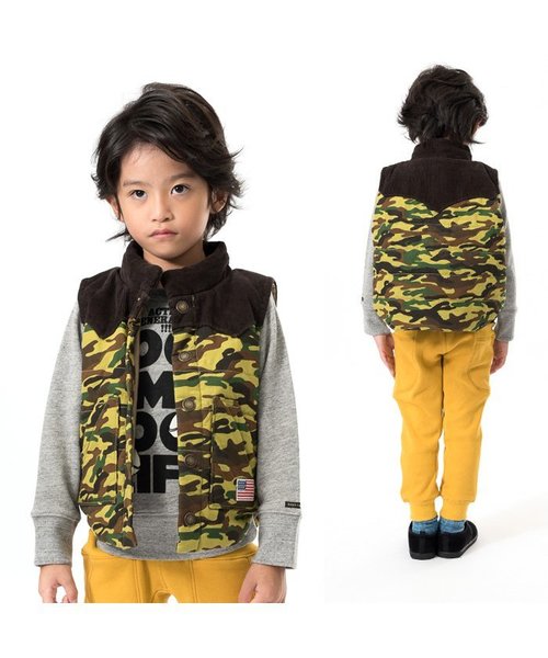 BREEZE（ブリーズ）の「ヨーク切替中綿ベスト（ダウンベスト・キッズ・カーキ・95/90/80/140/100/120/110/130）」の2枚目の写真