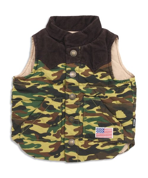 BREEZE（ブリーズ）の「ヨーク切替中綿ベスト（ダウンベスト・キッズ・カーキ・95/90/80/140/100/120/110/130）」の3枚目の写真