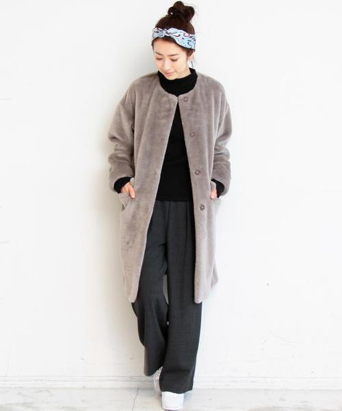 BEAUTY&YOUTH UNITED ARROWS(ビューティーアンドユースユナイテッドアローズ)の「BY エコファー ノーカラーコート◆(その他アウター・レディース・モカ/オリーブ・SMALL/MEDIUM)」の4枚目の写真