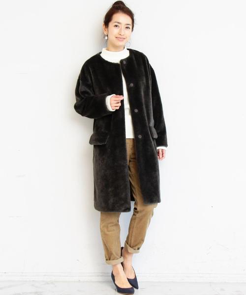 BEAUTY&YOUTH UNITED ARROWS(ビューティーアンドユースユナイテッドアローズ)の「BY エコファー ノーカラーコート◆(その他アウター・レディース・モカ/オリーブ・SMALL/MEDIUM)」の5枚目の写真