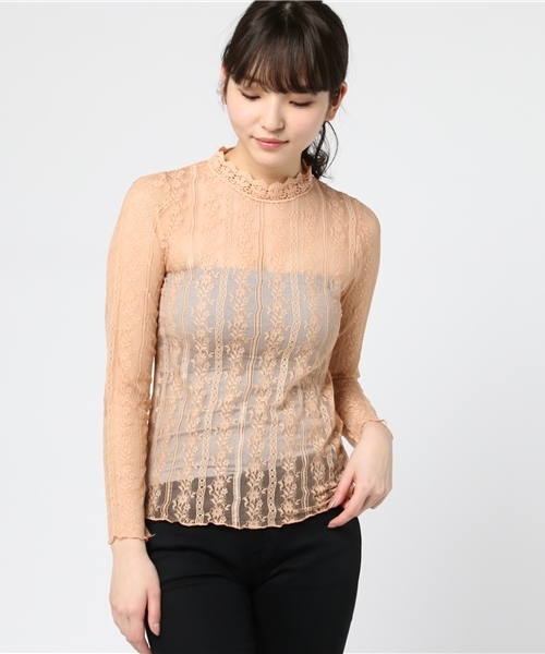 MERLOT（メルロー）の「レースストライプシースルートップス4914（シャツ/ブラウス・レディース・ホワイト/ピンク/ブラック・FREE）」の17枚目の写真