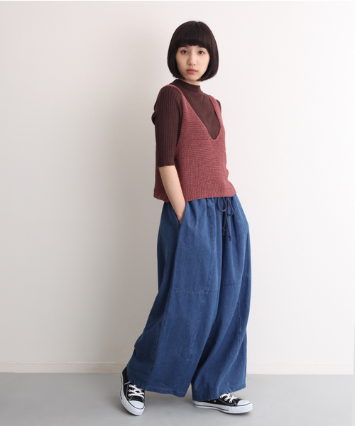 MERLOT（メルロー）の「リラックスデニムワイドパンツ2095（デニムパンツ・レディース・ブルー/ライトブルー・FREE）」の5枚目の写真