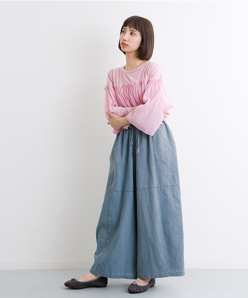 MERLOT（メルロー）の「リラックスデニムワイドパンツ2095（デニムパンツ・レディース・ブルー/ライトブルー・FREE）」の6枚目の写真