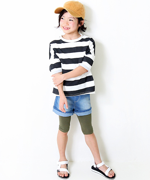 devirock(デビロック)の「天使のレギンス 5分丈 スパッツ(レギンス/スパッツ・キッズ・杢グレー/ブラック系その他/ヘザーチャコール/ダークネイビー/ホワイト/ブラック/カーキ/スモークピンク・100cm/80cm/140cm/110cm/120cm/90cm/130cm/160cm/150cm)」の16枚目の写真