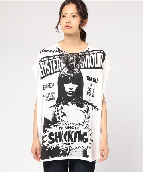 HYSTERIC GLAMOUR（ヒステリックグラマー）の「THE WOLE SHOCKING STORY pt プルオーバー（Tシャツ/カットソー・レディース・グリーン/ブラック/ホワイト・FREE）」の4枚目の写真