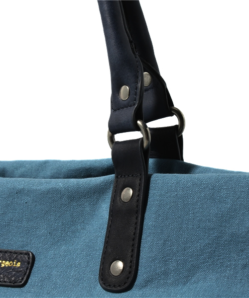 NANO universe（ナノユニバース）の「FRANCS BOURGEOIS(フランボ ジュース)/2WAYキャンバス×レザー トート（トートバッグ・メンズ・ダークブルー/ブラウン・FREE）」の5枚目の写真