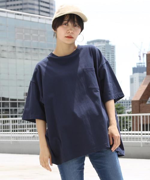 coen（コーエン）の「【WEB限定】USAコットンスーパービッグシルエットクルーネックTシャツ（Tシャツ/カットソー・メンズ・ホワイト/ネイビー・LARGE/MEDIUM）」の2枚目の写真