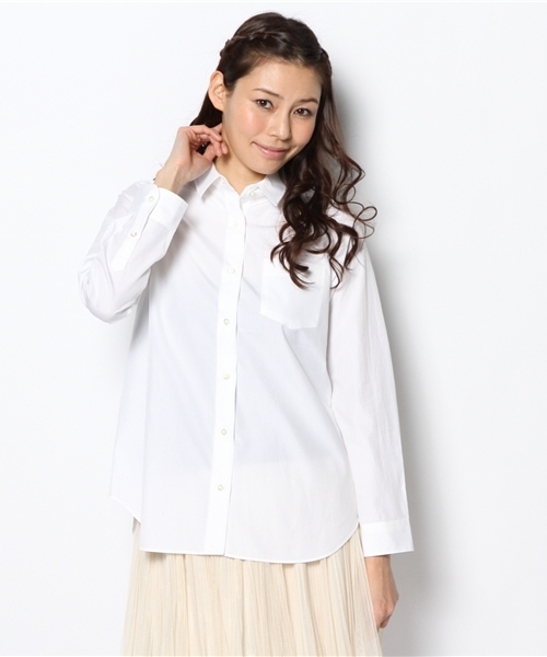 Tiara（ティアラ）の「カシュクール2WAYシャツ【Story5月号】【MISS plus5月号】【BAILA4月号】【Steady.3月号】【Domani3月号】（シャツ/ブラウス・レディース・ホワイト/インディゴブルー/ストライプ・9）」の2枚目の写真