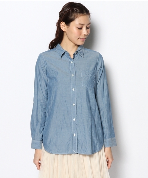 Tiara（ティアラ）の「カシュクール2WAYシャツ【Story5月号】【MISS plus5月号】【BAILA4月号】【Steady.3月号】【Domani3月号】（シャツ/ブラウス・レディース・ホワイト/インディゴブルー/ストライプ・9）」の4枚目の写真