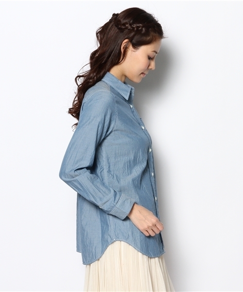 Tiara（ティアラ）の「カシュクール2WAYシャツ【Story5月号】【MISS plus5月号】【BAILA4月号】【Steady.3月号】【Domani3月号】（シャツ/ブラウス・レディース・ホワイト/インディゴブルー/ストライプ・9）」の10枚目の写真