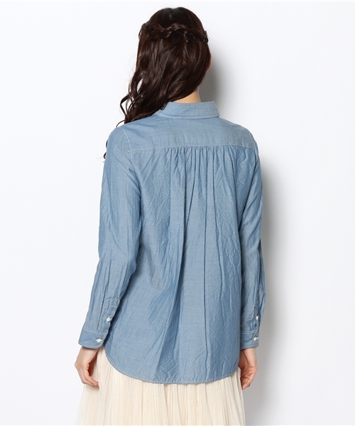 Tiara（ティアラ）の「カシュクール2WAYシャツ【Story5月号】【MISS plus5月号】【BAILA4月号】【Steady.3月号】【Domani3月号】（シャツ/ブラウス・レディース・ホワイト/インディゴブルー/ストライプ・9）」の5枚目の写真