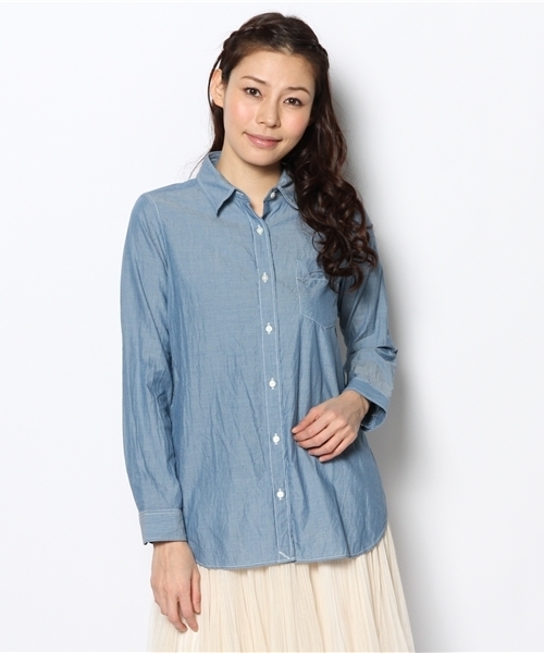 Tiara（ティアラ）の「カシュクール2WAYシャツ【Story5月号】【MISS plus5月号】【BAILA4月号】【Steady.3月号】【Domani3月号】（シャツ/ブラウス・レディース・ホワイト/インディゴブルー/ストライプ・9）」の6枚目の写真