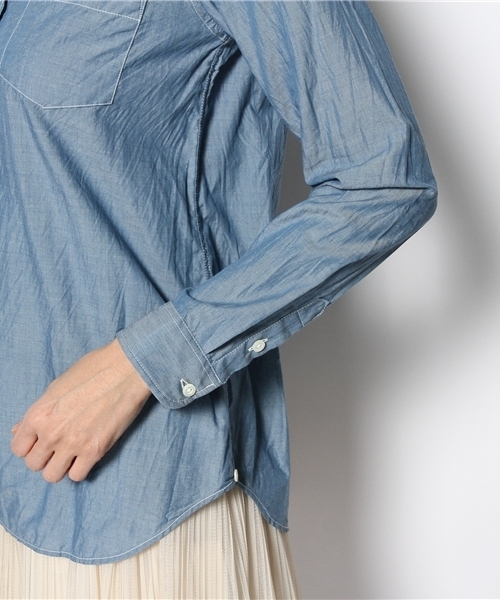 Tiara（ティアラ）の「カシュクール2WAYシャツ【Story5月号】【MISS plus5月号】【BAILA4月号】【Steady.3月号】【Domani3月号】（シャツ/ブラウス・レディース・ホワイト/インディゴブルー/ストライプ・9）」の8枚目の写真