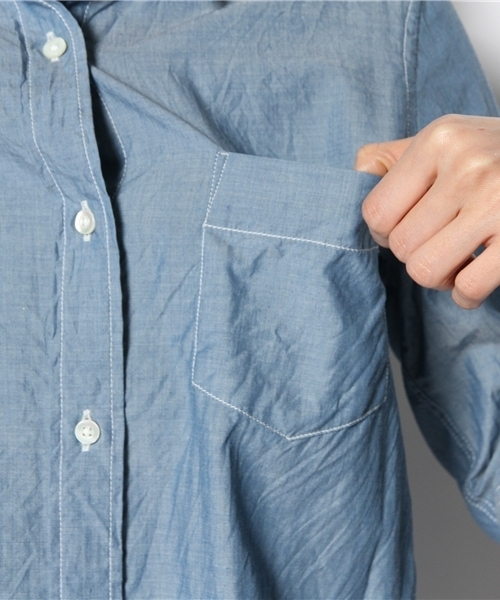 Tiara（ティアラ）の「カシュクール2WAYシャツ【Story5月号】【MISS plus5月号】【BAILA4月号】【Steady.3月号】【Domani3月号】（シャツ/ブラウス・レディース・ホワイト/インディゴブルー/ストライプ・9）」の11枚目の写真