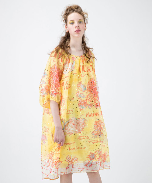 TSUMORI CHISATO（ツモリチサト）の「海洋生物コットン（ワンピース・レディース・ネイビー/イエロー/ライトブルー・02）」の13枚目の写真