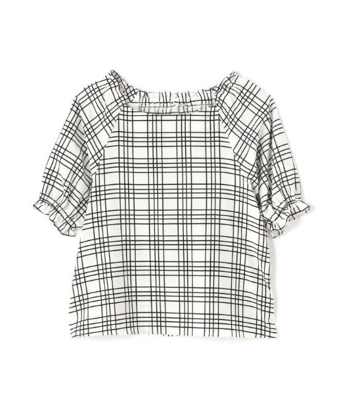 NATURAL BEAUTY BASIC（ナチュラルビューティーベーシック）の「【andGIRL 5月号掲載】シャーリングスリーブブラウス（シャツ/ブラウス・レディース・ネイビー/オフホワイト・SMALL/MEDIUM）」の2枚目の写真