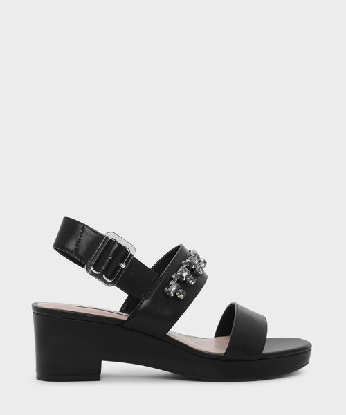 CHARLES & KEITH(チャールズ & キース)の「エンベリッシュスリングバックサンダル / EMBELLISHED SLINGBACK SANDALS(サンダル・レディース・ブラック/アイボリー・24.5cm/23cm/25cm/23.5cm)」の2枚目の写真