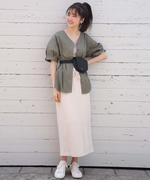 one after another NICE CLAUP（ワンアフターアナザーナイスクラップ）の「ワッフルミディスカート（スカート・レディース・アイボリー/グレー/ネイビー/ラベンダー/モカ/スミクロ・FREE）」の9枚目の写真