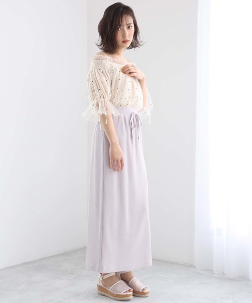 one after another NICE CLAUP（ワンアフターアナザーナイスクラップ）の「ワッフルミディスカート（スカート・レディース・アイボリー/グレー/ネイビー/ラベンダー/モカ/スミクロ・FREE）」の15枚目の写真