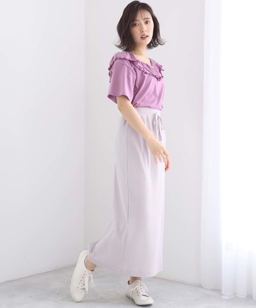 one after another NICE CLAUP（ワンアフターアナザーナイスクラップ）の「ワッフルミディスカート（スカート・レディース・アイボリー/グレー/ネイビー/ラベンダー/モカ/スミクロ・FREE）」の17枚目の写真