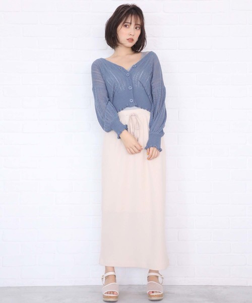 one after another NICE CLAUP（ワンアフターアナザーナイスクラップ）の「ワッフルミディスカート（スカート・レディース・アイボリー/グレー/ネイビー/ラベンダー/モカ/スミクロ・FREE）」の7枚目の写真