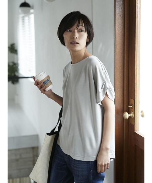 AMERICAN HOLIC（アメリカンホリック）の「・袖口タックボックスプルオーバー（Tシャツ/カットソー・レディース・ライトブラウン/ブラック/グレー/オフホワイト・FREE）」の12枚目の写真