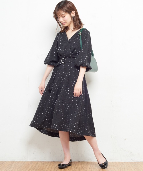 natural couture(ナチュラルクチュール)の「NEWカシュクールワンピース(ワンピース・レディース・ブラック/ベージュ/マスタード/レンガ/ドット/チェック/その他・FREE)」の8枚目の写真