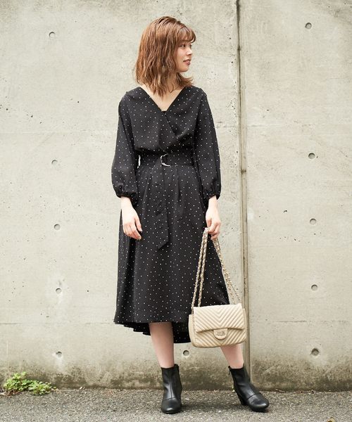 natural couture(ナチュラルクチュール)の「NEWカシュクールワンピース(ワンピース・レディース・ブラック/ベージュ/マスタード/レンガ/ドット/チェック/その他・FREE)」の9枚目の写真