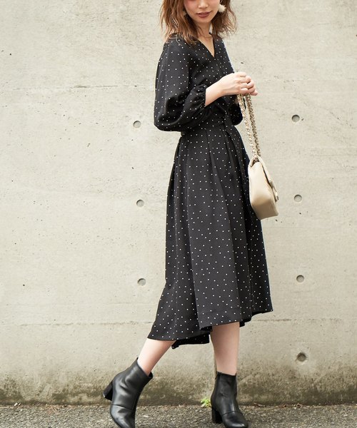 natural couture(ナチュラルクチュール)の「NEWカシュクールワンピース(ワンピース・レディース・ブラック/ベージュ/マスタード/レンガ/ドット/チェック/その他・FREE)」の10枚目の写真