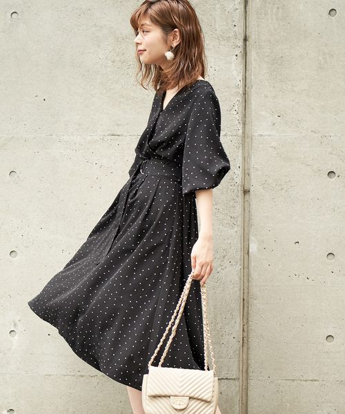 natural couture(ナチュラルクチュール)の「NEWカシュクールワンピース(ワンピース・レディース・ブラック/ベージュ/マスタード/レンガ/ドット/チェック/その他・FREE)」の11枚目の写真