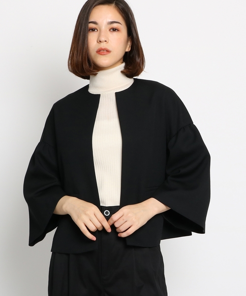 Dressterior ドレステリア の 袖フレアジャケット ノーカラージャケット Wear