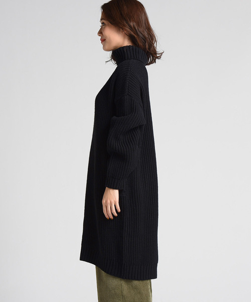 LIPSTAR（リップスター）の「3G片あぜボリュームニットチュニック（ニット/セーター・レディース・ネイビー/ブラウン/グレー/イエロー・M）」の6枚目の写真