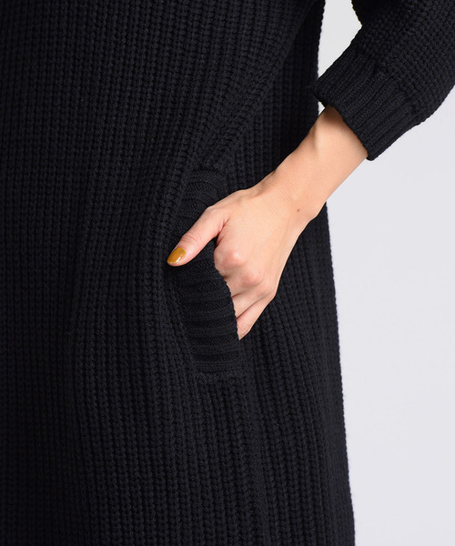 LIPSTAR（リップスター）の「3G片あぜボリュームニットチュニック（ニット/セーター・レディース・ネイビー/ブラウン/グレー/イエロー・M）」の10枚目の写真