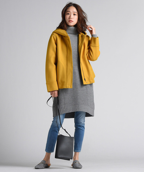 LIPSTAR（リップスター）の「3G片あぜボリュームニットチュニック（ニット/セーター・レディース・ネイビー/ブラウン/グレー/イエロー・M）」の15枚目の写真