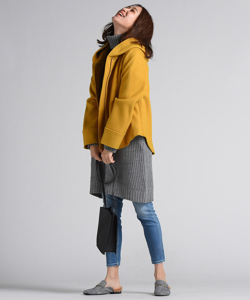 LIPSTAR（リップスター）の「3G片あぜボリュームニットチュニック（ニット/セーター・レディース・ネイビー/ブラウン/グレー/イエロー・M）」の14枚目の写真