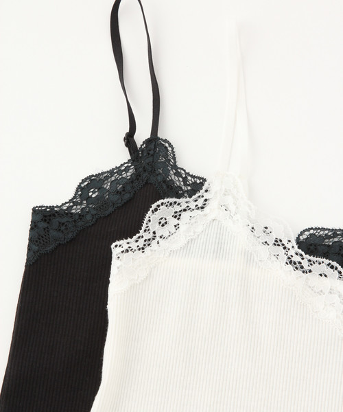 GLOBAL WORK（グローバルワーク）の「ツバキテレコレースキャミ【MIST LINE】/827848（キャミソール・レディース・ホワイト/ブラック・MEDIUM/LARGE）」の4枚目の写真