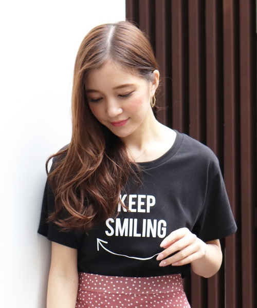ECLIN(エクラン)の「KEEP SMILING T/S(Tシャツ/カットソー)」|ブラック