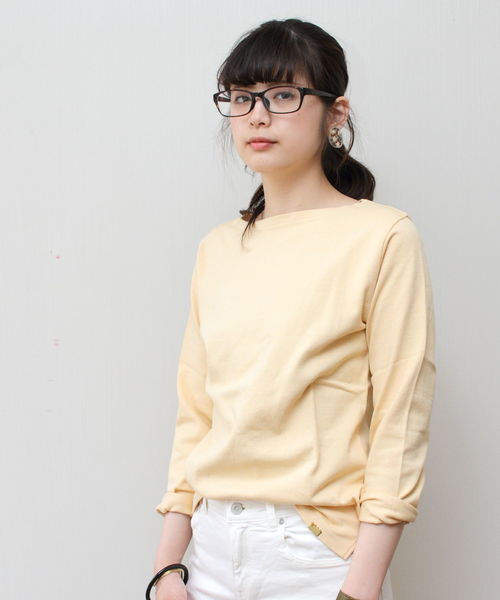 D.M.G.(ドミンゴ)の「D.M.G./ディーエムジー ボートネックロングスリーブTシャツ 19-068(Tシャツ/カットソー・レディース・ブルー/イエロー/グリーン・2/3)」の3枚目の写真