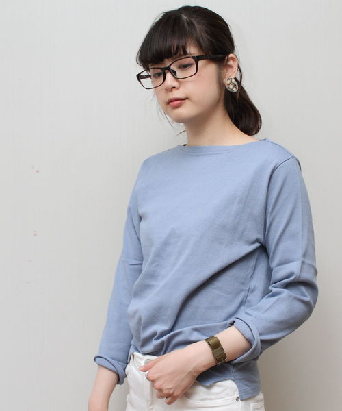 D.M.G.(ドミンゴ)の「D.M.G./ディーエムジー ボートネックロングスリーブTシャツ 19-068(Tシャツ/カットソー・レディース・ブルー/イエロー/グリーン・2/3)」の1枚目の写真