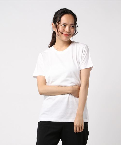 VIBGYOR Women（ヴィブジョー　ウィメン）の「【sixmouse】無地カラーTシャツ（Tシャツ/カットソー・レディース・ホワイト/ブラック/パープル/ネイビー/ターコイズブルー/イエロー/サンドベージュ/杢グレー/グリーン系その他/ブルー系その他/ライトピンク/サーモンピンク/チャコール・SMALL/MEDIUM/LARGE/X-SMALL/X-LARGE/XX-LARGE）」の2枚目の写真