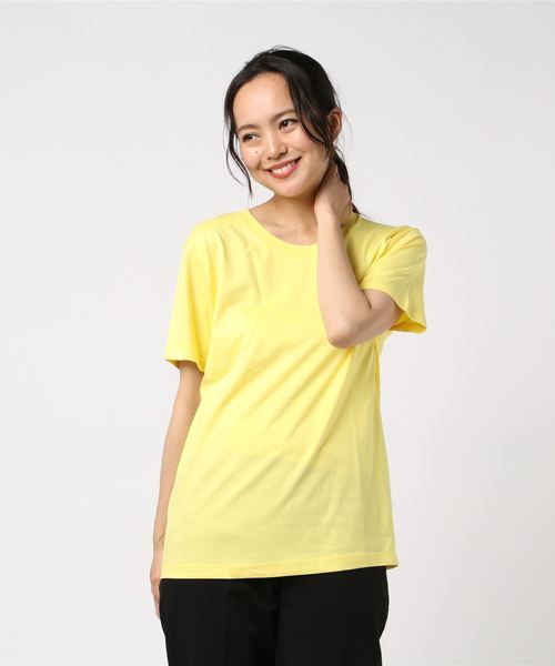 VIBGYOR Women（ヴィブジョー　ウィメン）の「【sixmouse】無地カラーTシャツ（Tシャツ/カットソー・レディース・ホワイト/ブラック/パープル/ネイビー/ターコイズブルー/イエロー/サンドベージュ/杢グレー/グリーン系その他/ブルー系その他/ライトピンク/サーモンピンク/チャコール・SMALL/MEDIUM/LARGE/X-SMALL/X-LARGE/XX-LARGE）」の11枚目の写真